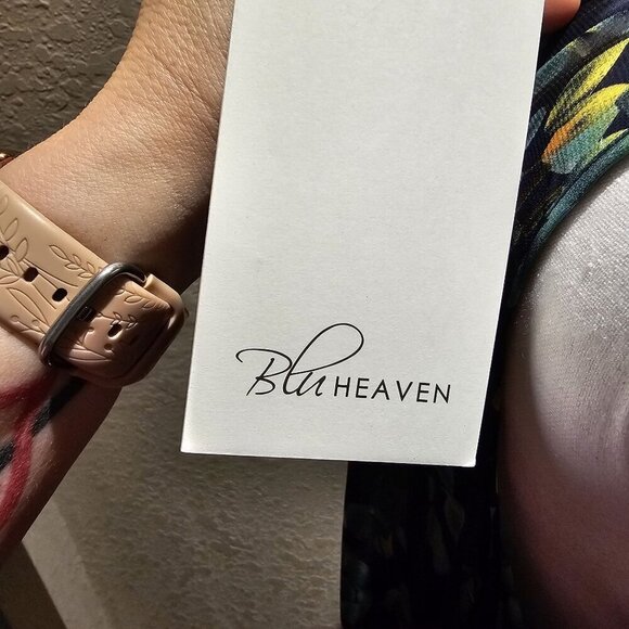 Blu Heaven Duster Cardigan Large Blue Floral Open-Shoulder Boho Garden Fairy NEW - Picture 10 of 10